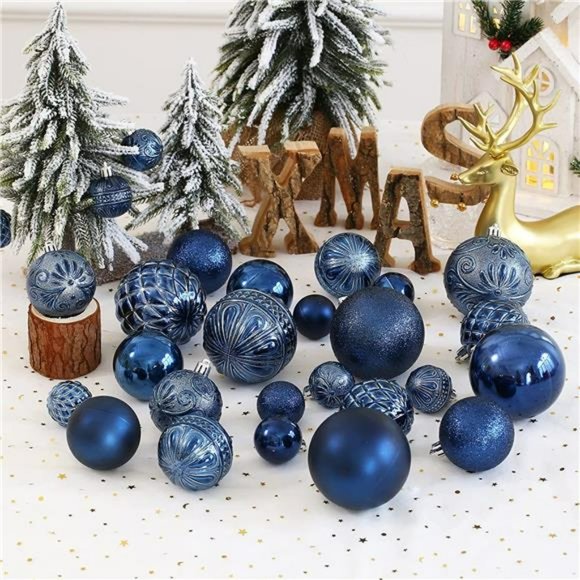 36pcs Navy Blue Christmas Tree Decorations Set, 6 Styles (Small Medium Large) - Picture 4 of 7